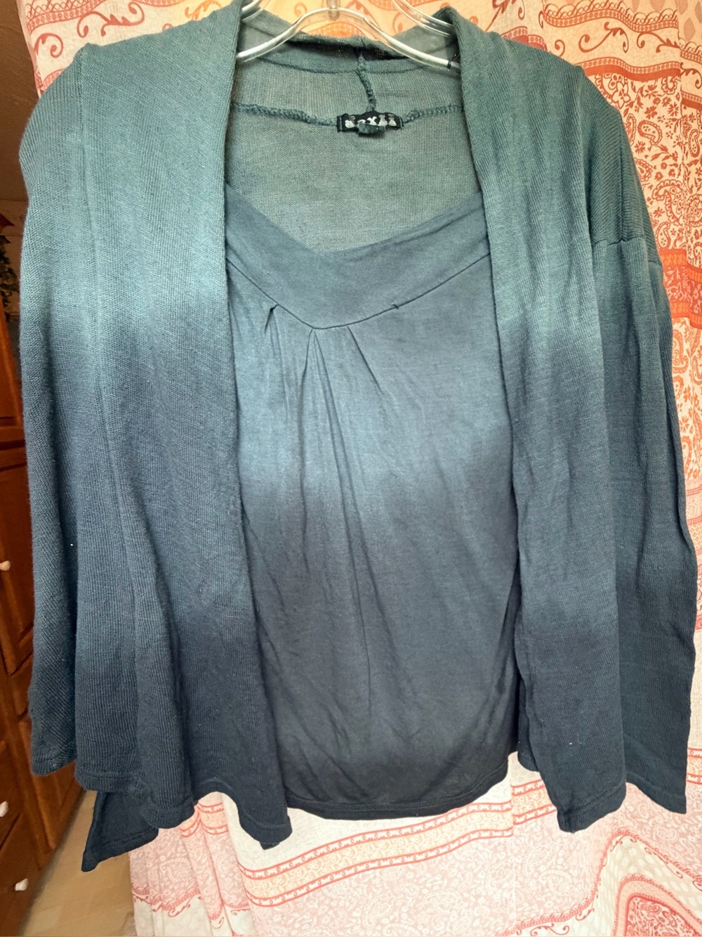 Jayli Women's Ombre Open-Front Sweater Cardigan - Teal/Black